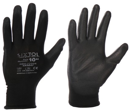 Guanti da lavoro in poliestere parzialmente rivestiti in poliuretano GLOVE PE-PU 10, neri, taglia 10