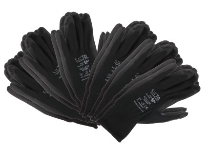 Guanti da lavoro in poliestere semi-immersi in PU GLOVE PE-PU 10, neri, taglia 10