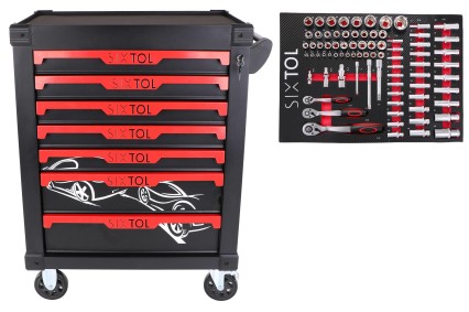 Carrello da officina per utensili MECHANIC TROLLEY KEVIN 80, 7 cassetti, 80 utensili