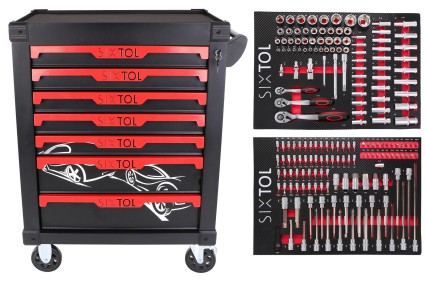 Carrello da officina per attrezzi MECHANIC TROLLEY KEVIN 182, 7 cassetti, 182 pezzi di utensili