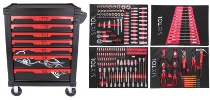 Carrello porta attrezzi MECHANIC TROLLEY KEVIN 210, 7 cassetti, 210 pezzi di attrezzi