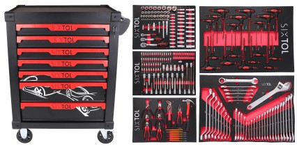 Carrello porta attrezzi MECHANIC TROLLEY KEVIN 253, 7 cassetti, 253 pezzi di attrezzi