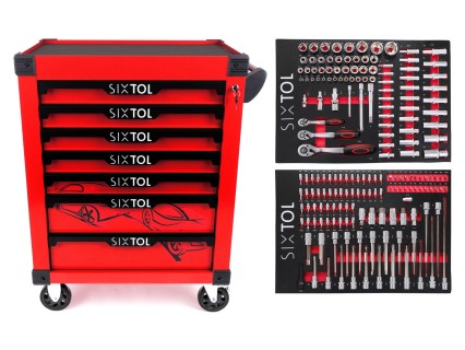 Carrello porta attrezzi MECHANIC TROLLEY KEVIN RED 182, 7 cassetti, 182 pezzi di attrezzi