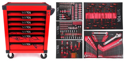 Carrello porta attrezzi MECHANIC TROLLEY KEVIN RED 253, 7 cassetti, 253 pezzi di attrezzi