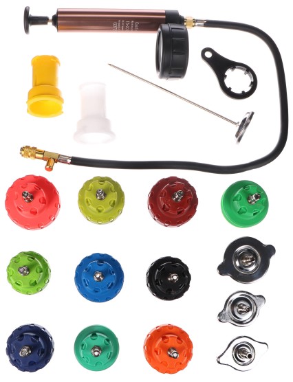 Kit di prova per sistemi di raffreddamento MECHANIC COOLING TESTER 18, 0-2,5 bar, 18 pezzi