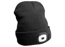 Berretto con torcia frontale 180 lm, ricaricabile, USB, taglia unica, cotone/PE, nero