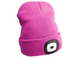 Cappello con lampada frontale 180 lm, ricaricabile, USB, taglia unica, cotone/PE, rosa