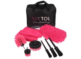 Set multifunzione di utensili per pulizia e lavaggio auto CAR DETAILING PINK 9, 9 pz