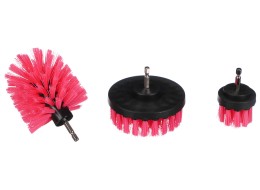 Set di spazzole per trapano per la pulizia dell'auto CAR DETAILING DRILL BRUSH PINK 3, 3 pz