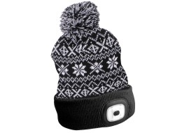 Cappello con lampada frontale 180lm, ricaricabile, USB, taglia universale, cotone/PE, nero invernale