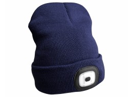 Cappello con torcia frontale 180 lm, ricaricabile, USB, taglia universale, cotone/PE, blu