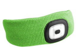 Fascia con frontale LED 180 lm, ricaricabile, USB, taglia unica, cotone/PE, verde fluorescente