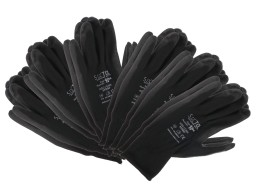 Guanti da lavoro in poliestere semi-immersi in PU GLOVE PE-PU 10, neri, taglia 10