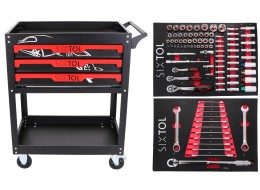 Carrello da officina con utensili MECHANIC TROLLEY JASON 94, 3 cassetti, 1 ripiano. 94 pezzi di uten