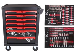 Carrello da officina per attrezzi MECHANIC TROLLEY KEVIN 182, 7 cassetti, 182 pezzi di utensili