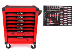 Carrello porta attrezzi MECHANIC TROLLEY KEVIN RED 80, 7 cassetti, 80 pezzi di attrezzi
